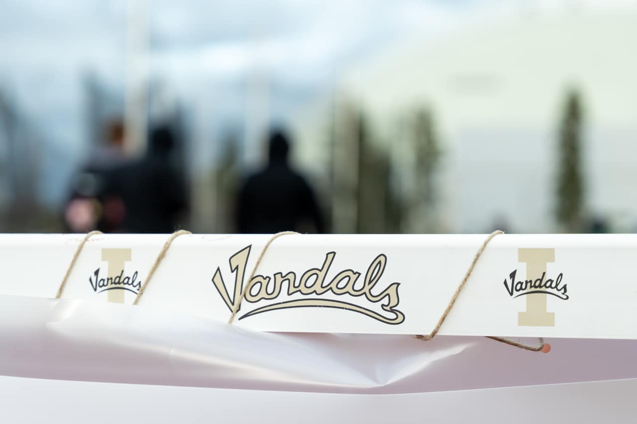 University of Idaho Vandals track barrier at Lauren McCluskey Memorial Walk