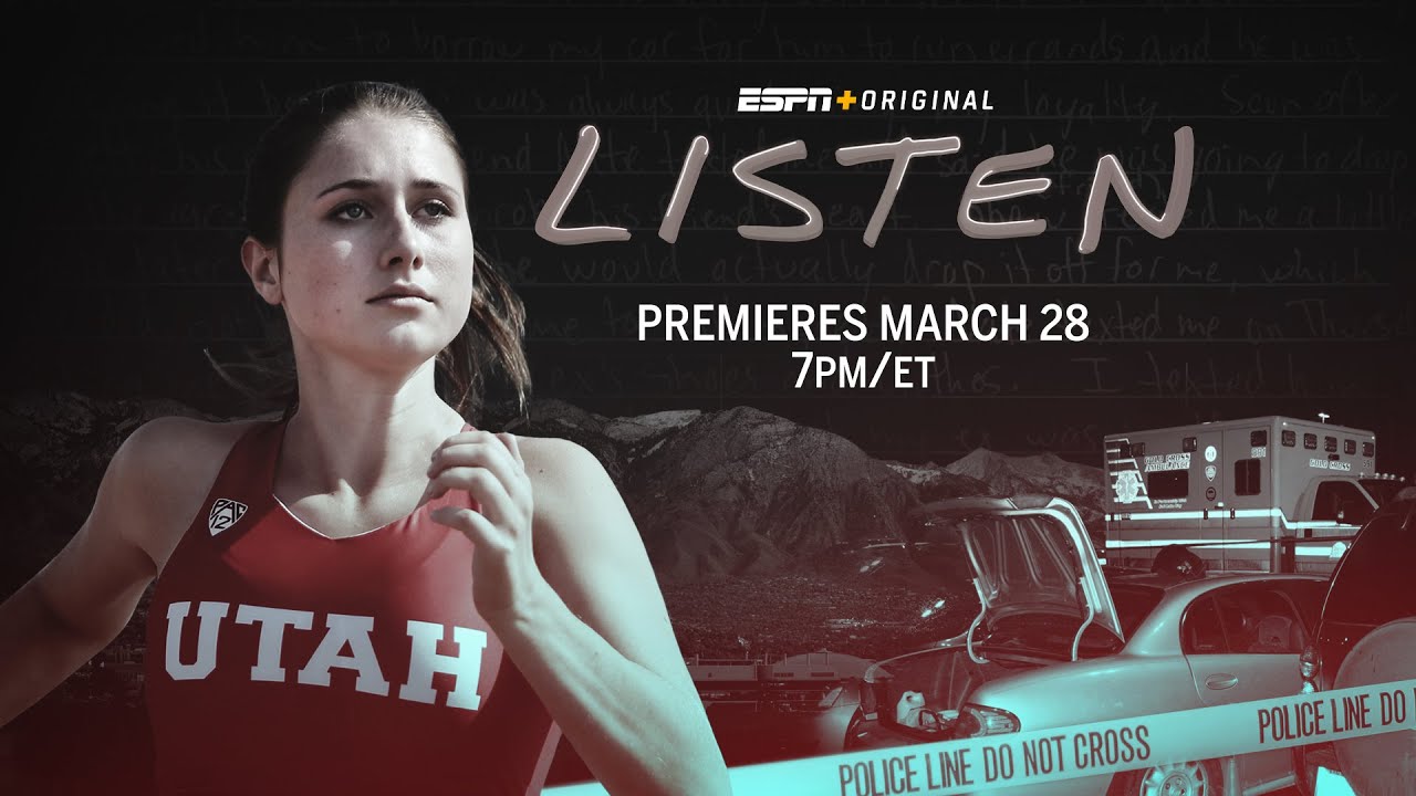 National Documentaries Drive Real-World Training and Awareness 3 ESPN Listen banner photo of Lauren. Caution tape. Wasatch Mountains in Background.