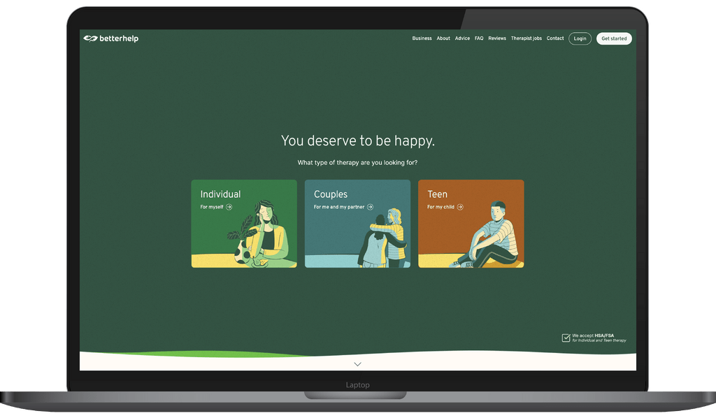 BetterHelp and the Lauren McCluskey Foundation Partner to Provide Free Therapy Resources to those impacted by Relationship Violence 1 Laptop UI Homepage 2