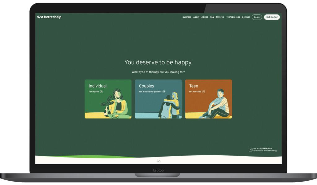 BetterHelp and the Lauren McCluskey Foundation Partner to Provide Free Therapy Resources to those impacted by Relationship Violence 1 Laptop UI Homepage 2
